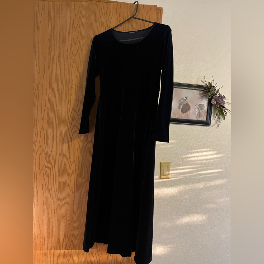 Deep Blue Faux Velvet Dress